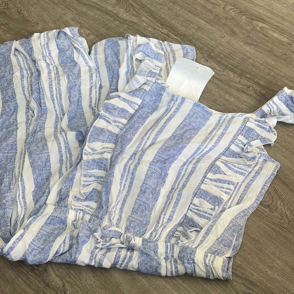 BTWEEN Stripe Jump Suit Blue NEW